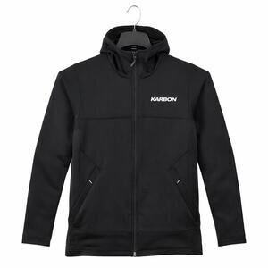 Karbon Hoodie Jacket Mens XL Black Full Zip Scuba Neck Performance Fleece